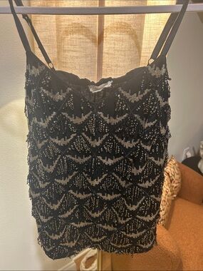 Black Sequin Camisole Top - Elegant Evening Layer plus size